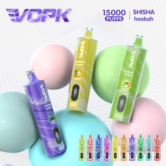 VOPK SHISHA 15000 Puffs Disposable Vape Wholesale-600mAh battery, 16ml E-liquid,Multiple Nicotine 12 Flavors