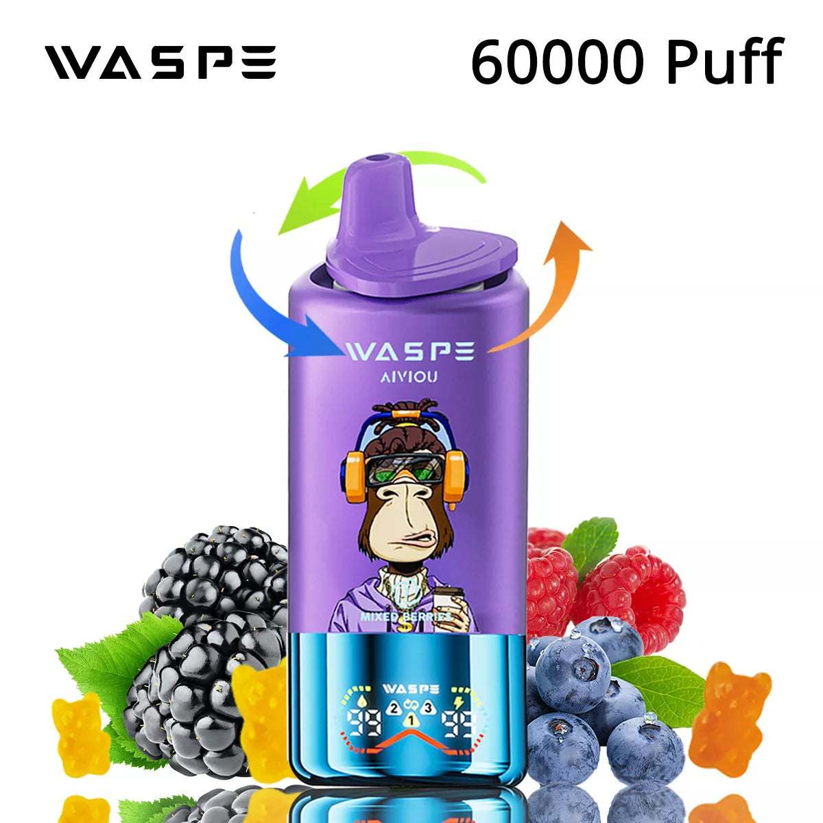 Waspe Aiviou 3 in 1 Triple Flavors 60000 Puffs 12 Flavors 60k Puff Vape Price