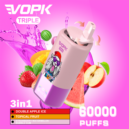 VOPK 3in1 60000 Puffs Disposable Vape Wholesale-650mAh battery, 54ml E-liquid,Multiple Nicotine 10 Flavors