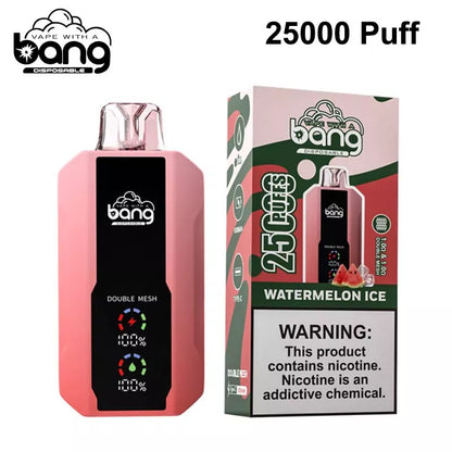 Bang 25000 Puffs LCD Screen Vape Dual Bang 25000 Puffs Vape 25K Disposable Vape Pen E Cigarette Prefilled 30ml 650mAh  Battery Disposable Vape 12 Flavors