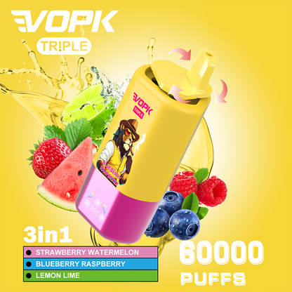 VOPK 3in1 60000 Puffs Disposable Vape Wholesale-650mAh battery, 54ml E-liquid,Multiple Nicotine 10 Flavors