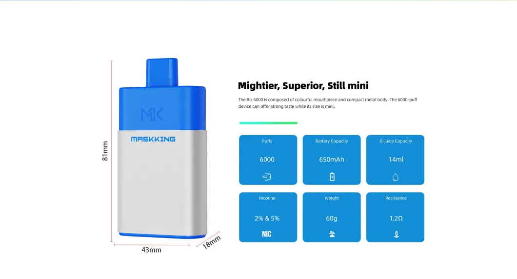 Maskking Riz 6000 Puffs Disposable Vape Wholesale