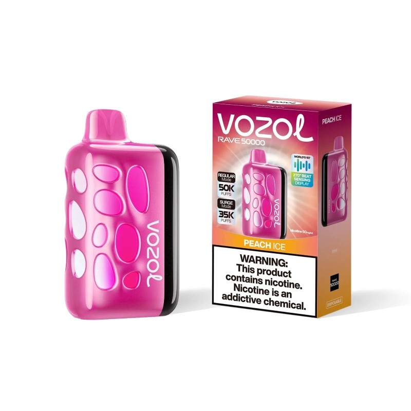VOZOL Rave 50000 Puffs– Beat-Sensing Disposable Vape |5%Nicotine Strength 1000mAh Battery 15 Flavors