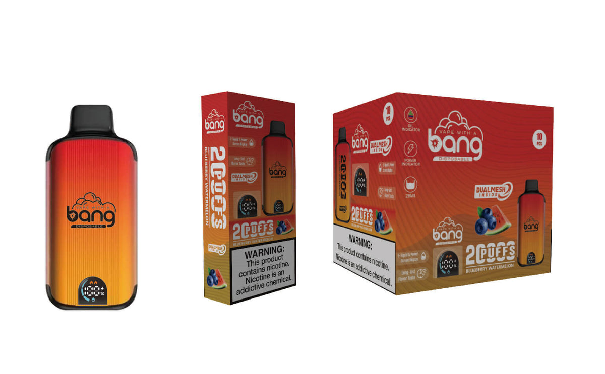 Bang 20000 Puffs Vape 20K Disposable Vape Pen(0% to 5% Nicotine)E Cigarette Prefilled 25ml 650mAh Battery 12 Flavors