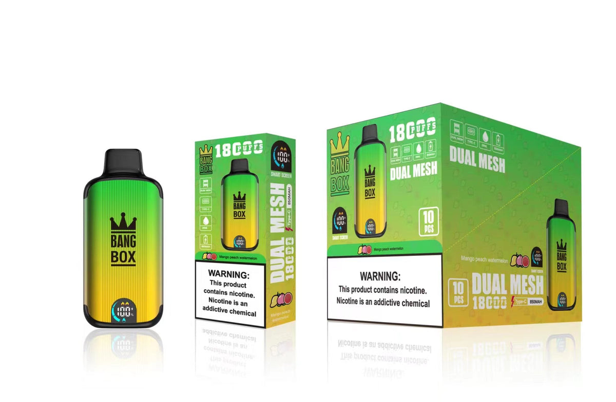Bangbox 18000 Puffs Smart Screen Disposable E Cigarettes Vape Puff 18k Dual Mesh Coil Led display battery 26ml 850MAH 12Flavors.