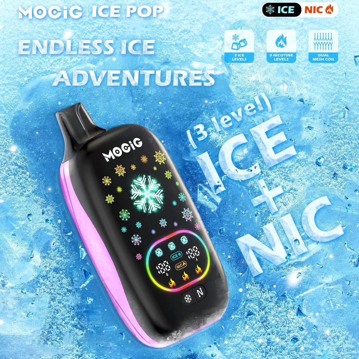 MOCIG ICE POP 50000 Puffs Disposable Vape Wholesale-13ml E-liquid,Multiple Nicotine 15 Flavors