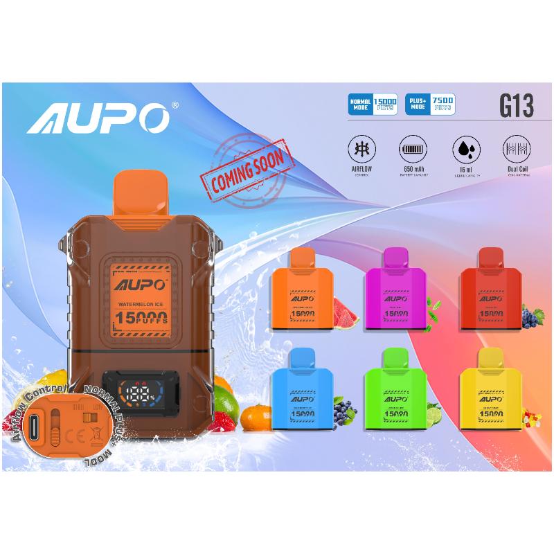 AUPO G13 15000 Puffs Disposable Vape Wholesale-600mAh battery, 16ml E-liquid, Multiple Nicotine 6 Flavors