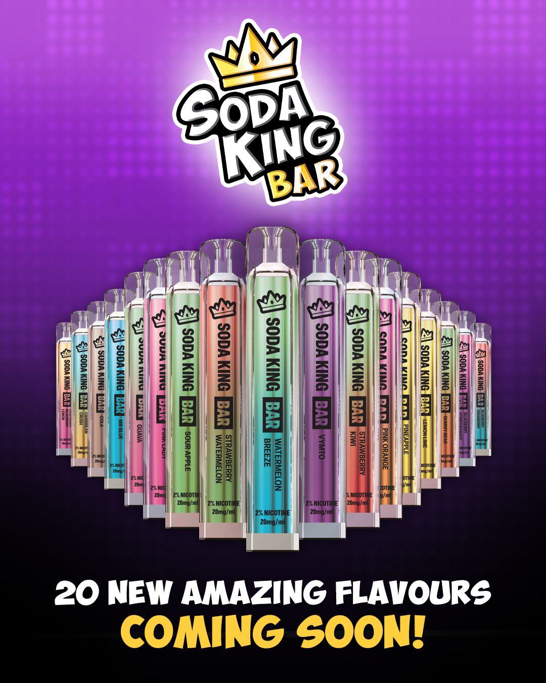 box of 10pcs-Soda King Bar Disposable Vape 600 Puffs 50VG/50PG Draw Activated