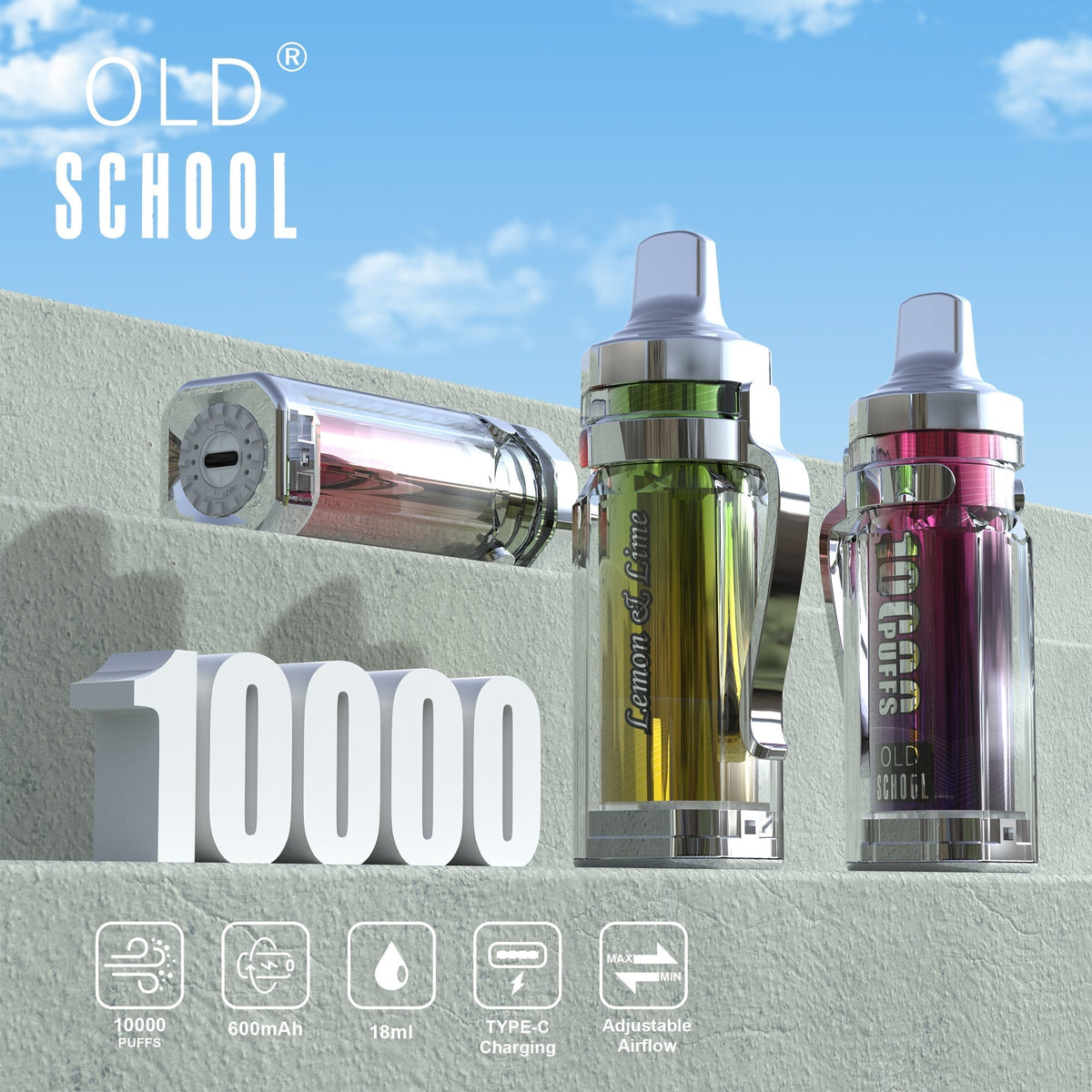 OLD School KP10000 Puffs Disposable Vape Wholesale-650mAh battery, 18ml E-liquid, Multiple Nicotine 14 Flavors