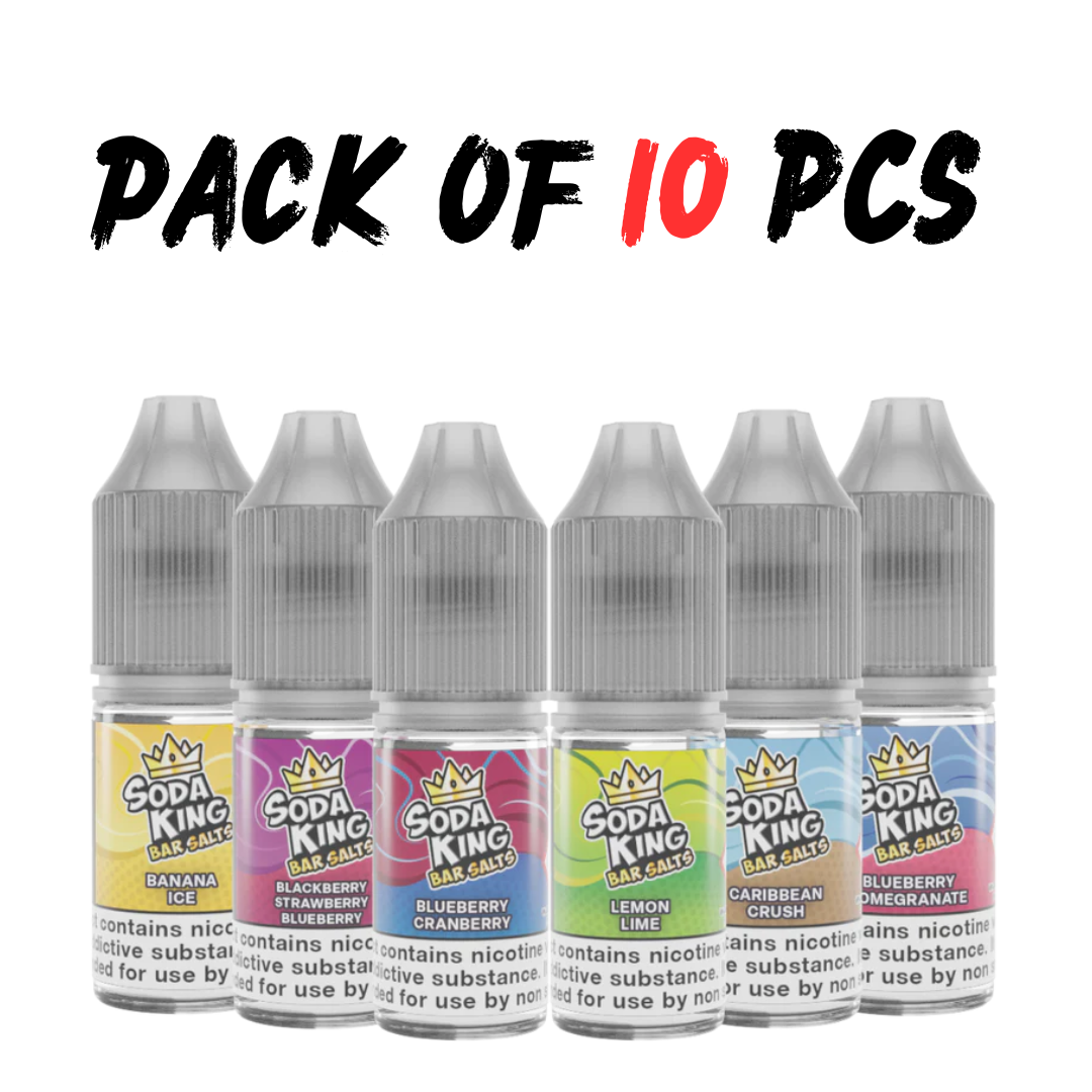 Pack of 10 Soda King Bar Nic Salts 10mg/20mg 10 ML TPD UK