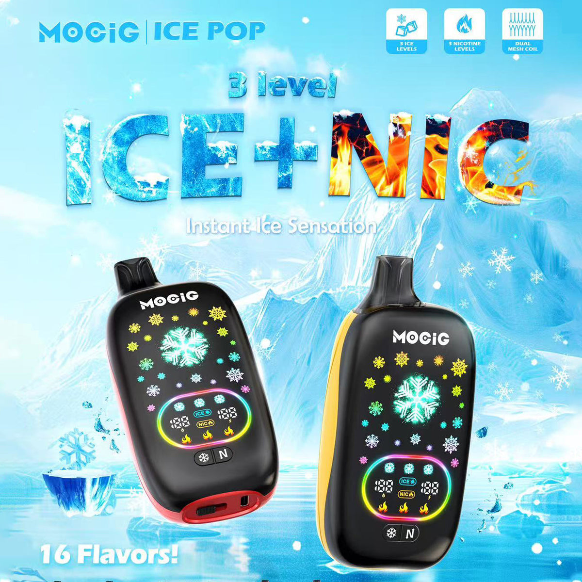 MOCIG ICE POP 50000 Puffs Disposable Vape Wholesale-13ml E-liquid,Multiple Nicotine 15 Flavors