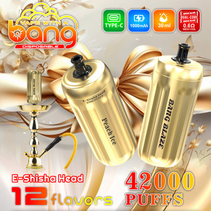 BANG E-Shisha Head 42000 Puffs Disposable Vape Wholesale-1000mAh battery, 30ml E-liquid, Multiple Nicotine 12 Flavors