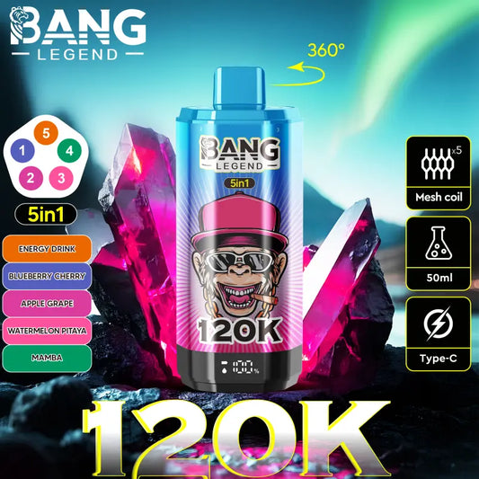 Bang 120000 Puffs 120K Legend 5 Flavors in 1 Wholesale Vape Shop Best Disposable E Cigarette