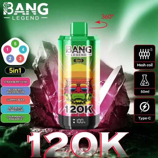 Bang 120000 Puffs 120K Legend 5 Flavors in 1 Wholesale Vape Shop Best Disposable E Cigarette