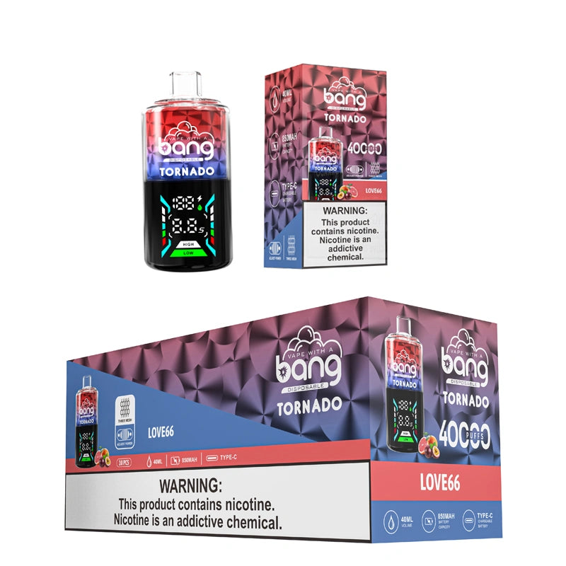 Bang Tornado 40000 Puffs 40K Smart Screen Vape Cigarette électronique jetable Wholesale