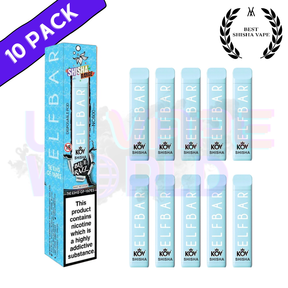 Elf Bar Shisha 600puff - Blue Razz Flavour Box of 10