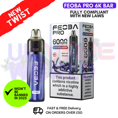 Blue Razz Cherry Feoba Pro 6000 6K Puff Pod Kit