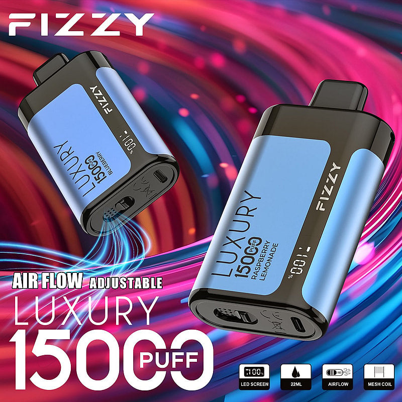 Fizzy Luxury 15000 Puffs Disposable Vape | 22ML E-liquid, Mesh Coil, LCD Screen, Adjustable Air Flow