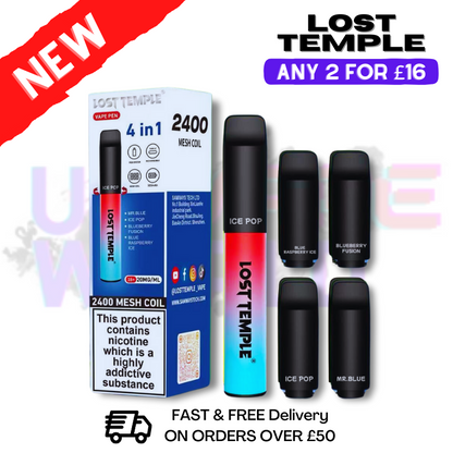 Lost Temple 2400 Puff Bar 4 IN 1 Disposable Vape Pen Kit