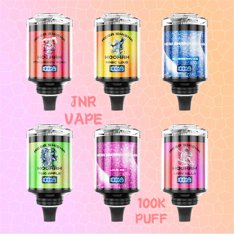 JNR Mega Shisha Hookah 100k puff Discount Price Best Sale-2200mAh Battery, 60ml E-liquid, Multiple Nicotine 12 Flavors
