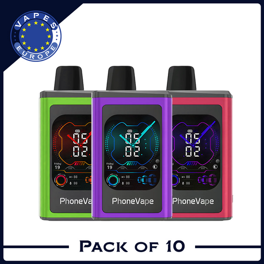 JNR Phone Vape 30000 Puffs (Box of 10)&nbsp;Latest Smart 20mg Nicotine 19ML 1000 mAh Battery 10 Flavors Disposable Vape