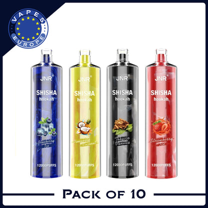 JNR Shisha Hookah 12000 (Box of 10) 24ml 750mAh Disposable vape 16 flavors