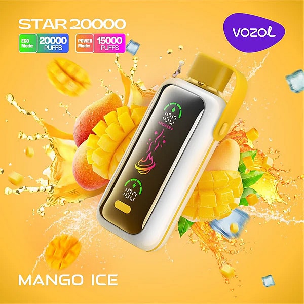 Vozol Star 20K Puffs Disposable Vape | 5% nicotine 24mL Liquid CapacityDual Power Mode with Mirror Screen  650mAh battery 21 flavors