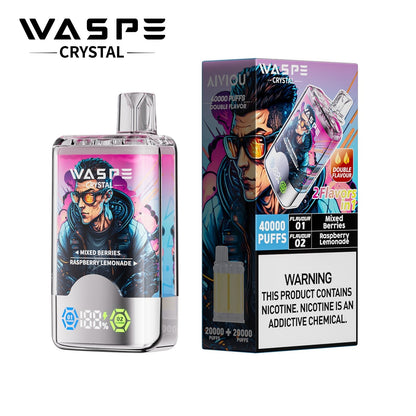 Waspe Crystal 40K Puffs Disposable Vape – Dual Flavors,Dual Mesh Coils,Smart LED Display