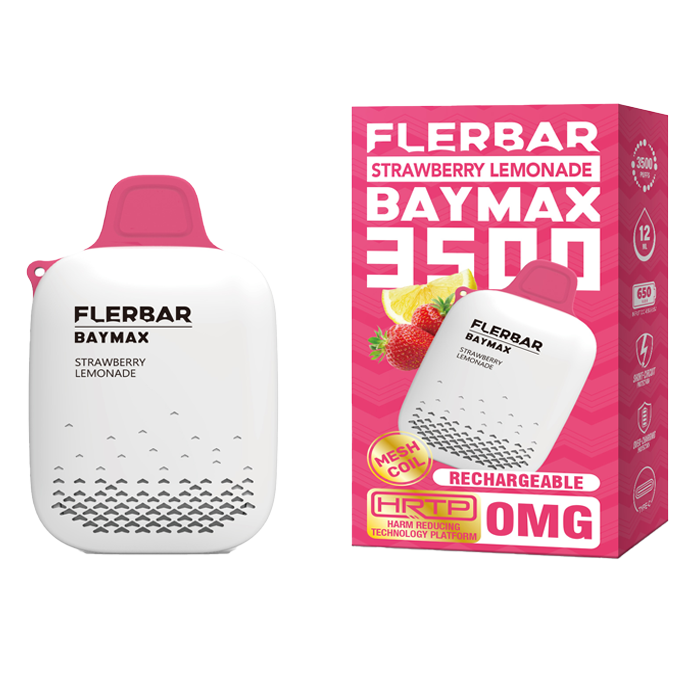 Pack of 5 FLERBAR BAYMAX 3500 DISPOSABLE POD DEVICE 0MG nic with Best New flavours