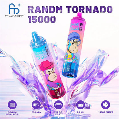 FUMOT RandM Tornado 15000 | 25ml E-Liquid | 15K Puffs | LED Display