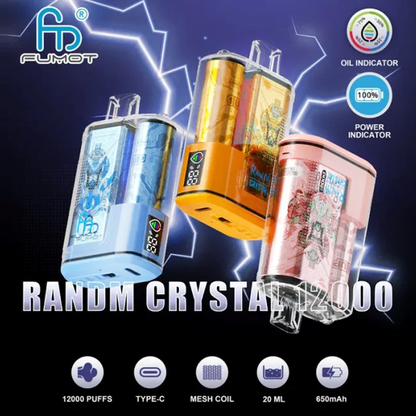 RandM Crystal 12000 Puffs 2% 5% Nicotine LED display Disposable E Cigarettes