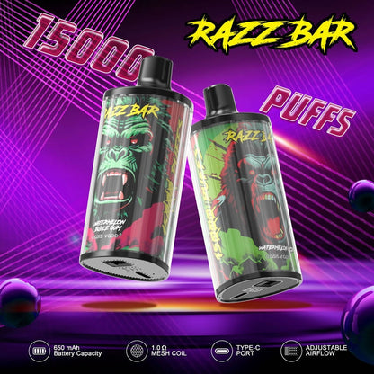 15000 Puffs Disposable Vape - 2%/5% Nicotine, 12 Flavors, Mesh Coil