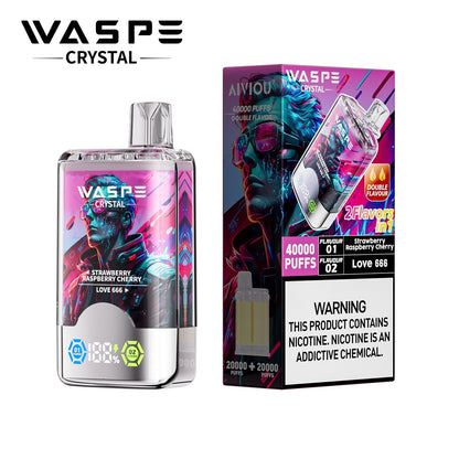 Waspe Crystal 40K Puffs Disposable Vape – Dual Flavors,Dual Mesh Coils,Smart LED Display
