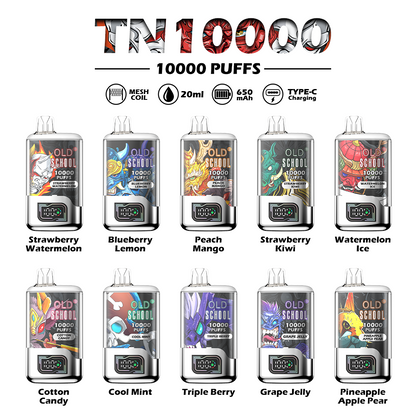 OLD School TN10000 Puffs Disposable Vape Wholesale-650mAh battery, 20ml E-liquid, Multiple Nicotine 10 Flavors