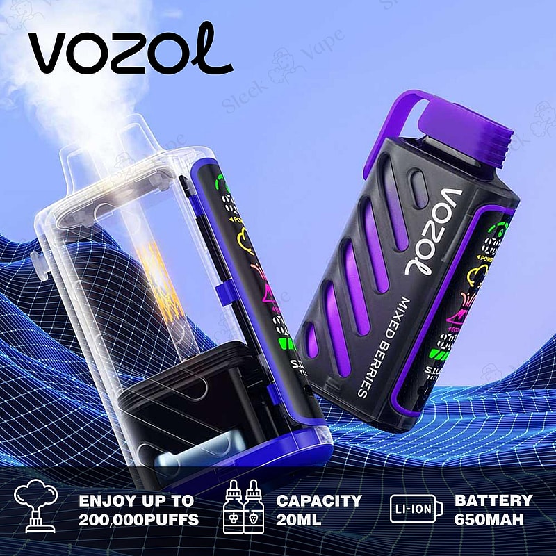 VOZOL Gear Power 20000 – Dual Mode Disposable Vape 5% nicotine | 20mL e-liquid & Full-Screen Display 20 Flavors