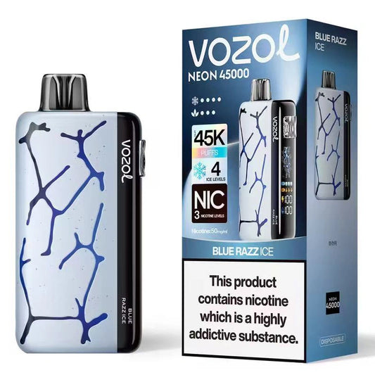 Vozol 45000 Puffs 45K Neon Wholesale Vape Shop 4 niveaux de glace Couleur ajustable Plein écran
