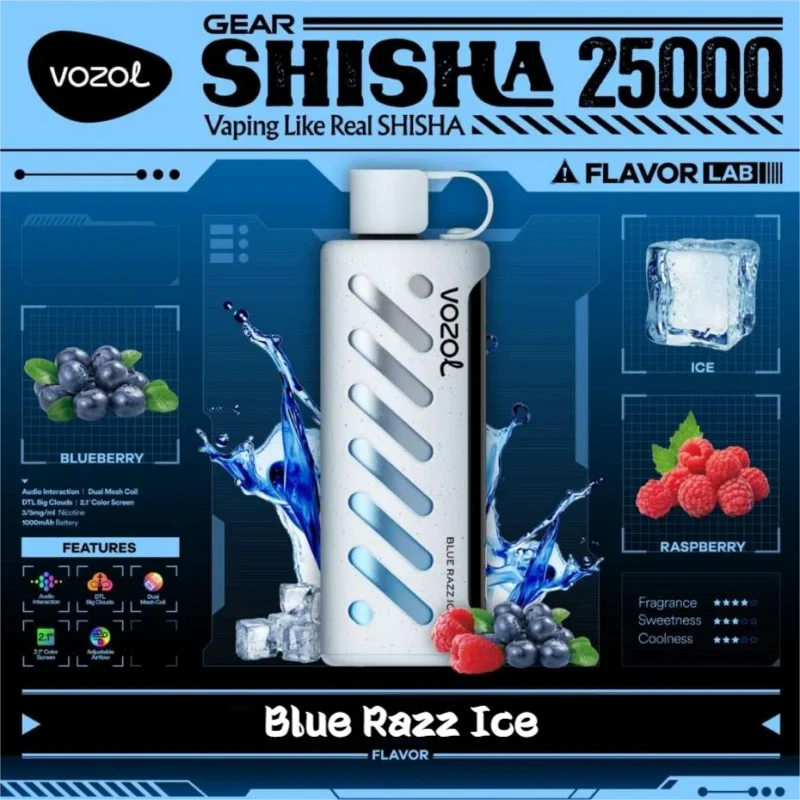Vozol Gear Shisha 25k Wholesale Vape Bulk Price-1000mAh Battery, 25ml E-liquid, Multiple Nicotine 16 Flavors