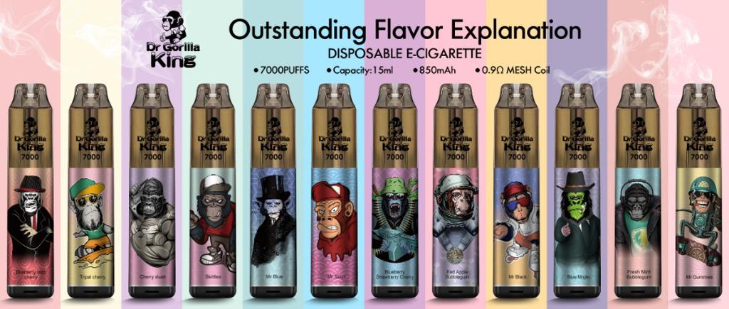 Gorilla King 7k Puffs Rechargeable Disposable Vape 2ml  20 mg nic with Draw-activation Firing Mechanism
