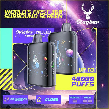 EU Warehouse Stag bar Pulse X 40000 Puffs Disposable Vape Wholesale-800mAh battery, 35ml E- liquid,Multiple Nicotine 10 Flavors