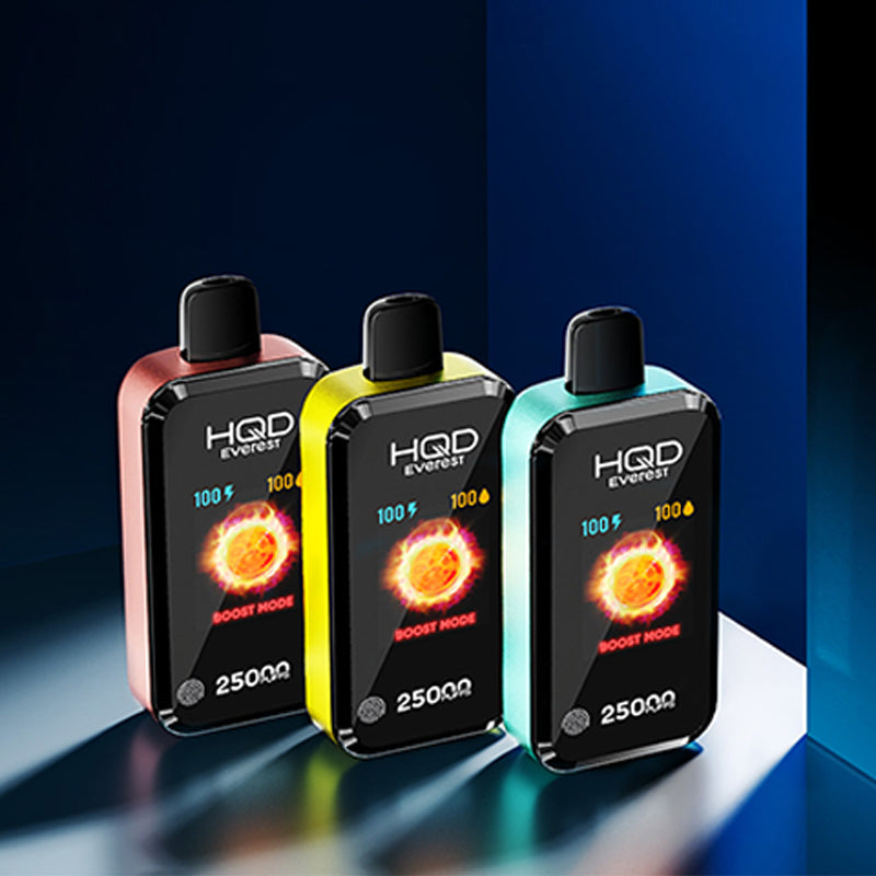 HQD Everest 25000 Puffs Disposable Vape 5% Nicotine 28ml e-liquid 850mAh rechargeable 16 Flavors Wholesale