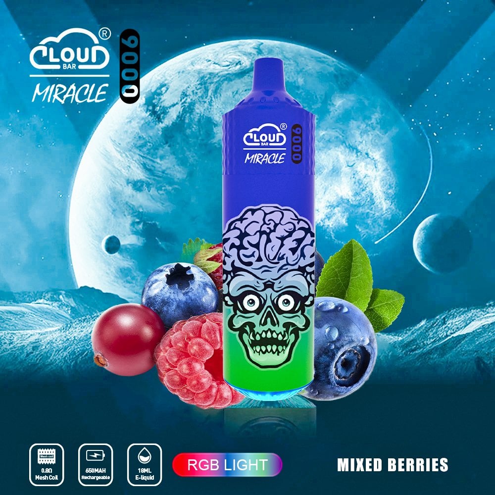 Cloud Bar Miracle 9000 Puffs 2% 3% 5% Nicotine Rechargeable Disposable vape
