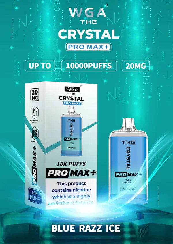 The Crystal Pro Max + 10 k Disposable Vape Pod 2ml 20mg