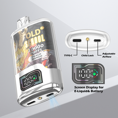 OLD School TN10000 Puffs Disposable Vape Wholesale-650mAh battery, 20ml E-liquid, Multiple Nicotine 10 Flavors