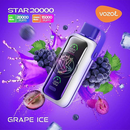Vozol Star 20K Puffs Disposable Vape | 5% nicotine 24mL Liquid CapacityDual Power Mode with Mirror Screen  650mAh battery 21 flavors