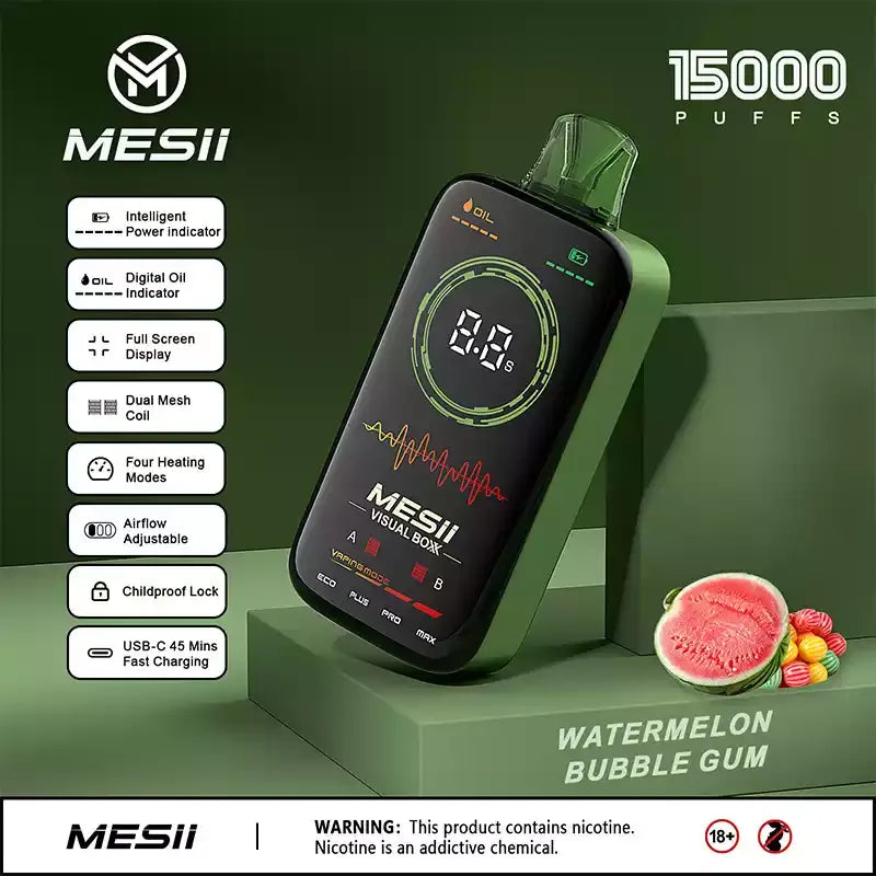 MESII VISUAL BOXX 16000 Puffs Full Screen Display Authentic Disposable Vape Low Nicotine Bulk Buy Wholesale