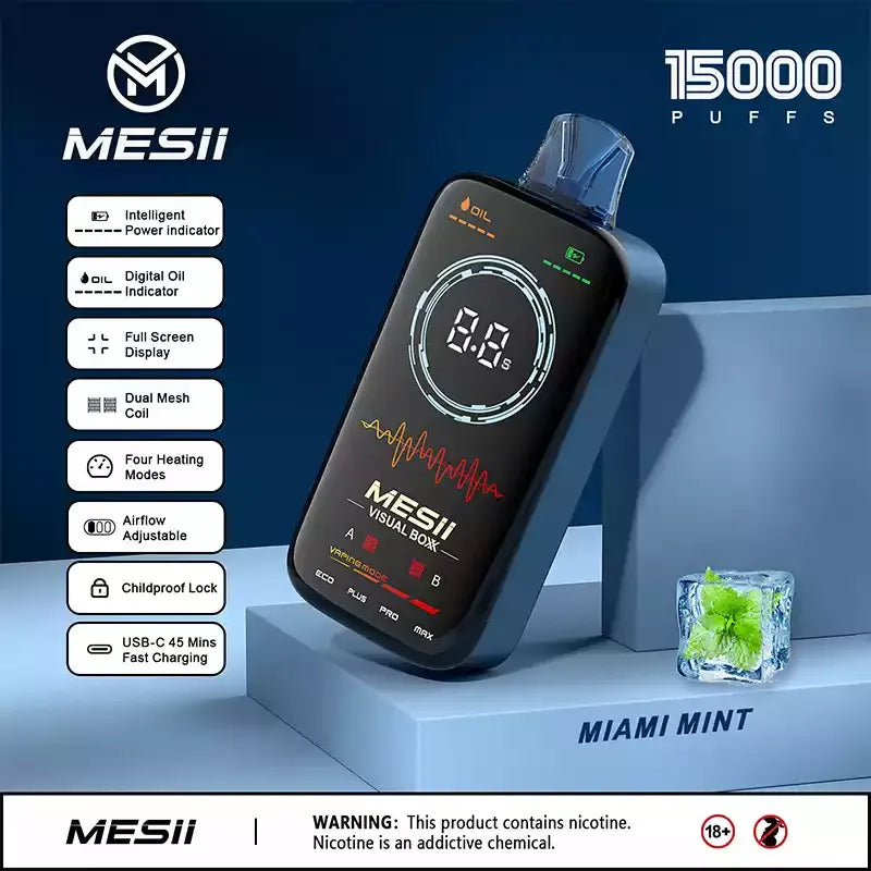MESII VISUAL BOXX 16000 Puffs Full Screen Display Authentic Disposable Vape Low Nicotine Bulk Buy Wholesale