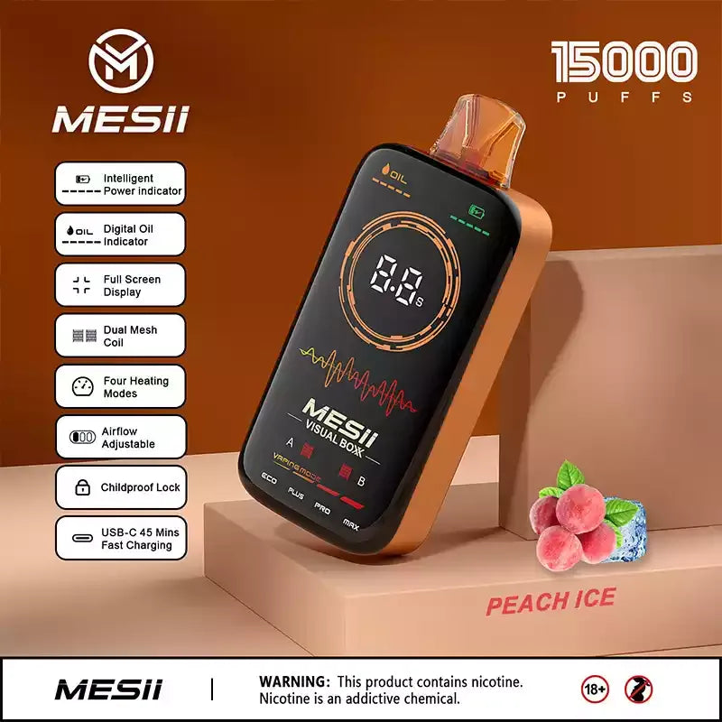 MESII VISUAL BOXX 16000 Puffs Full Screen Display Authentic Disposable Vape Low Nicotine Bulk Buy Wholesale