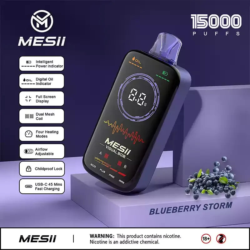 MESII VISUAL BOXX 16000 Puffs Full Screen Display Authentic Disposable Vape Low Nicotine Bulk Buy Wholesale