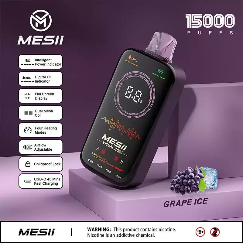MESII VISUAL BOXX 16000 Puffs Full Screen Display Authentic Disposable Vape Low Nicotine Bulk Buy Wholesale