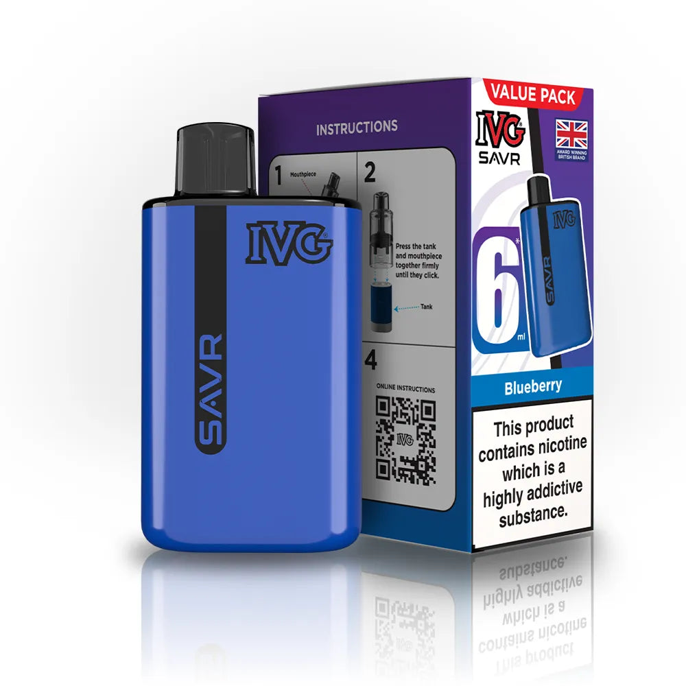 IVG SAVR Starter Vape Kit-650mAh battery, 6ml E-liquid, Multiple Nicotine 30 Flavors